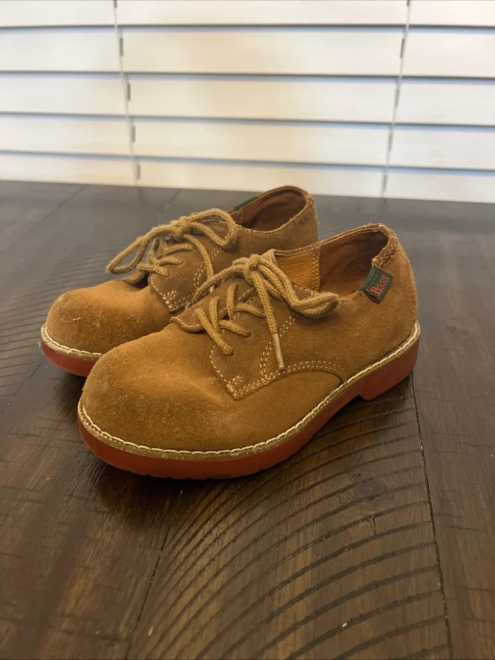 Bass Kids Tan Suede Lace-Up Oxfords